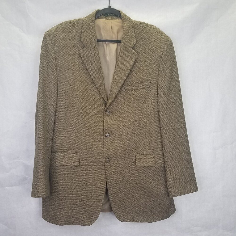 LRL Ralph Lauren Sport Coat Men's 44L Harris Tweed Blazer Brown Lambs Wool VTG